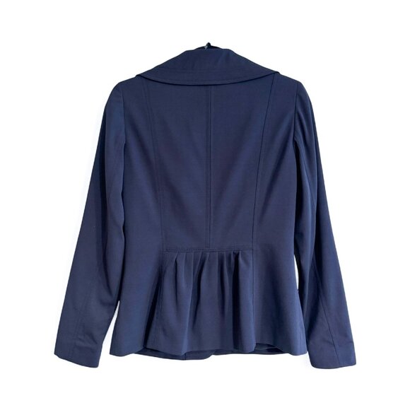 Etcetera Peplum Jacket Navy Blue Round Neck with Button Closure Women's Size 4 - Picture 5 of 7